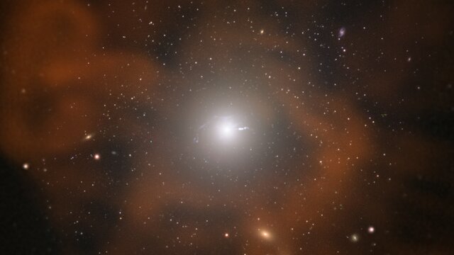 Inzoomning mot centrum av M87 och den nya bilden av dess svarta hål