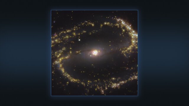 Várias imagens da galáxia NGC 1300 observada com o VLT e o ALMA