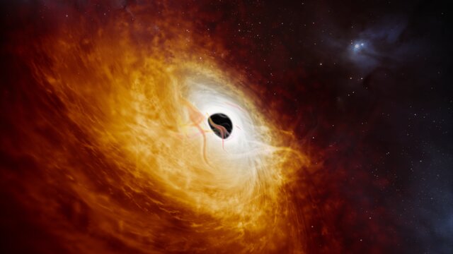 Animação artística do quasar recordista J059-4351