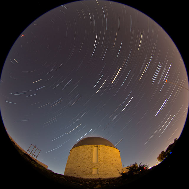 Star and Moon trails in Penteli