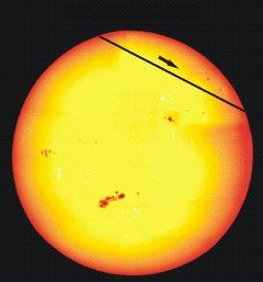 Traiettoria di Mercurio sul Sole il 7 maggio 2003.