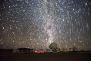 Milky Way and star trails over ALMA